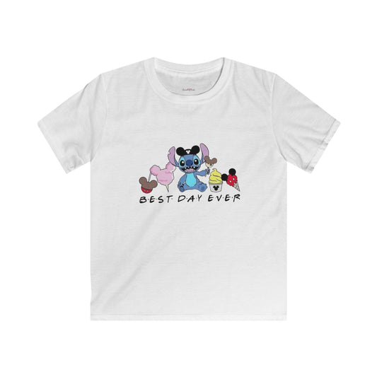Kids Tee — 'Best Day Ever' Cartoon Stitch & Friends Graphic Shirt