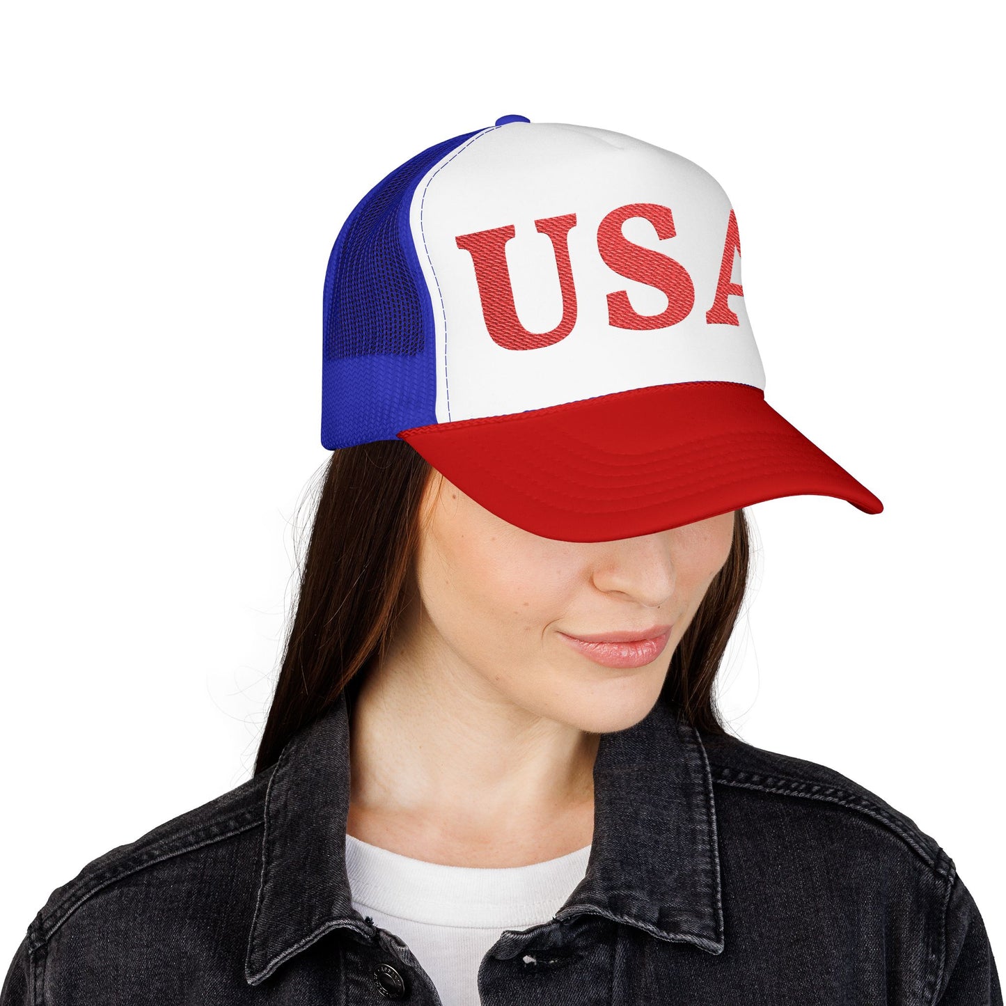 USA Foam Trucker Hat – Patriotic Red White & Blue Cap for 4th of July
