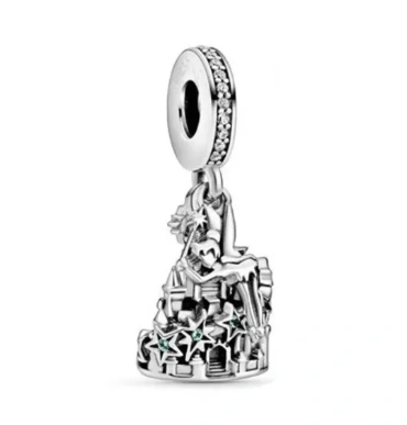 Tinker Bell and Castle Dangle Charm Sterling Silver 925