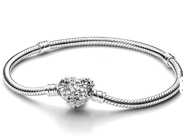 Heart Petals Snake Chain Charm Bracelet