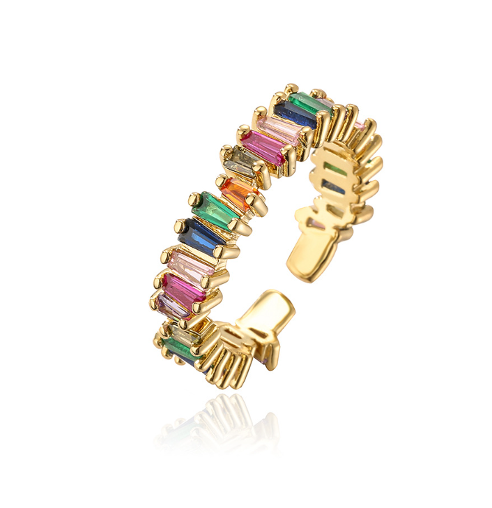 Multicolor Baguette Gold Plated Ring