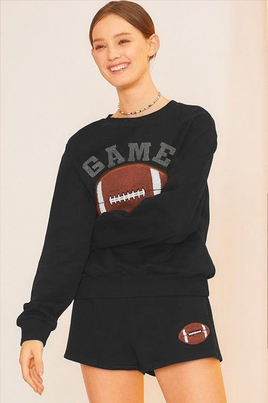 GAME DAY Rugby Football Graphic Pullover and Shorts Casual Outfit