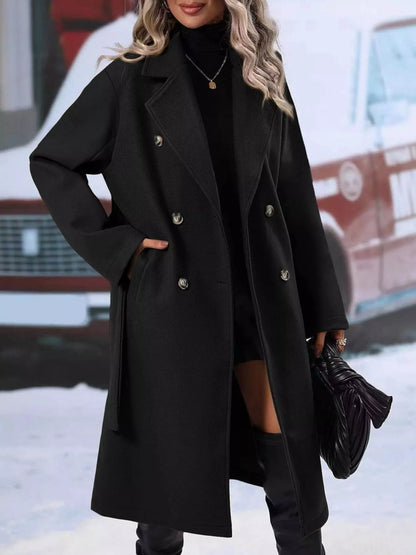 Double-Breasted Tie Waist Coat