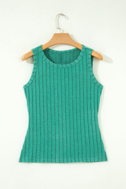 Beau Blue Slim Ribbed Mineral Wash Tank Top