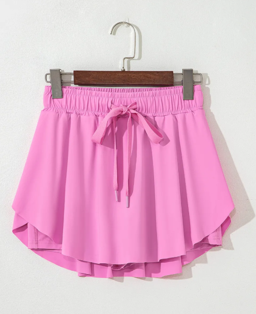 Drawstring High Waist Lined Active Skorts