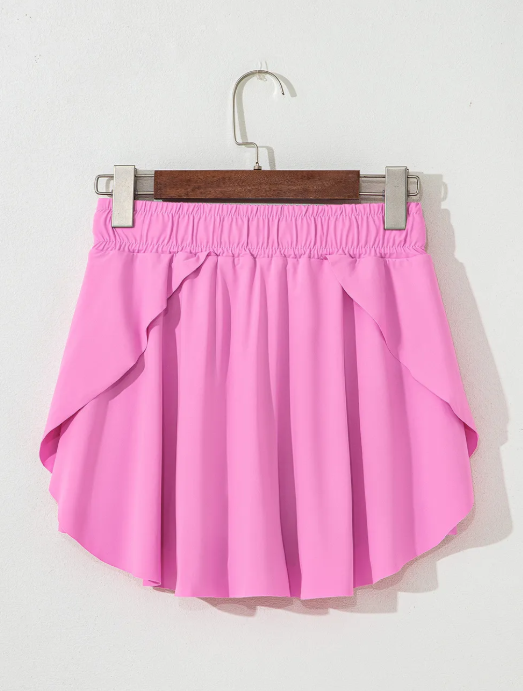 Drawstring High Waist Lined Active Skorts