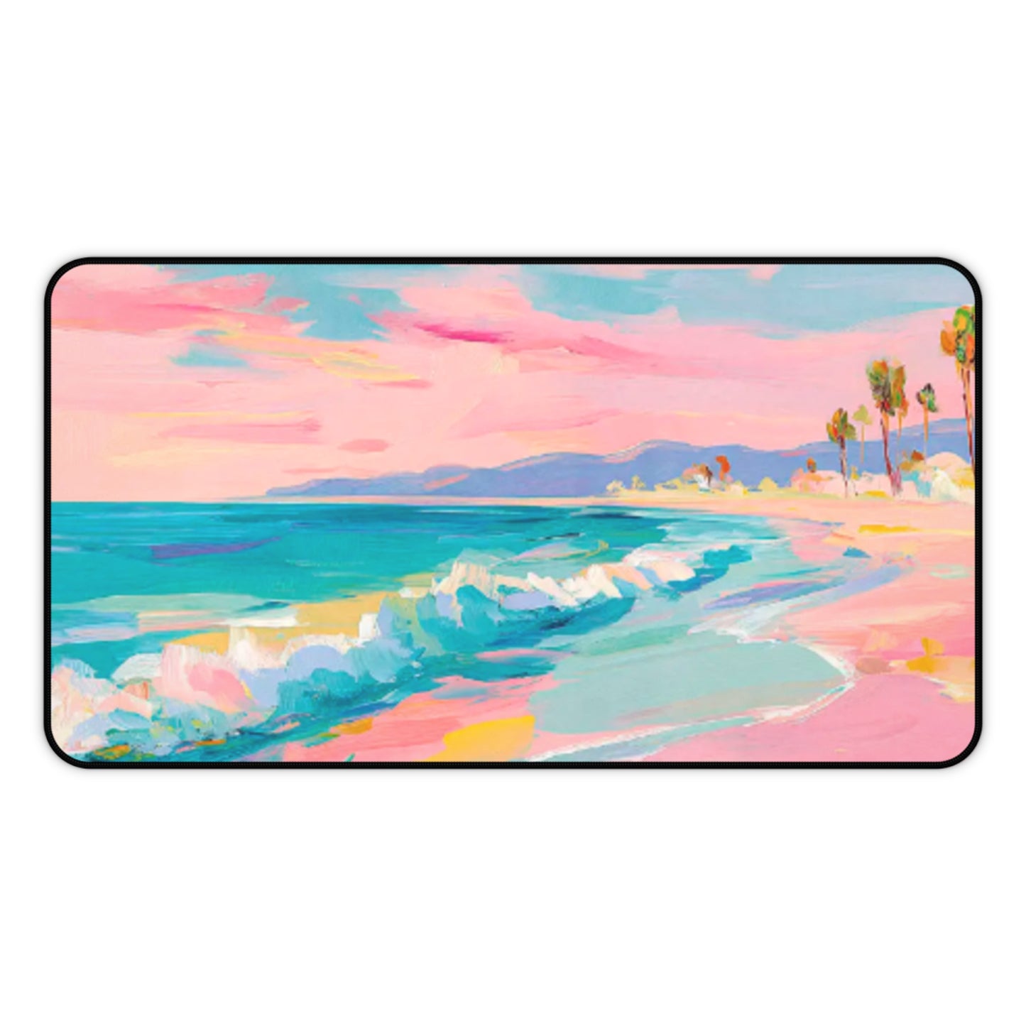 Beach Desk Mat — Pastel Ocean Wave Mouse Pad for Home Office