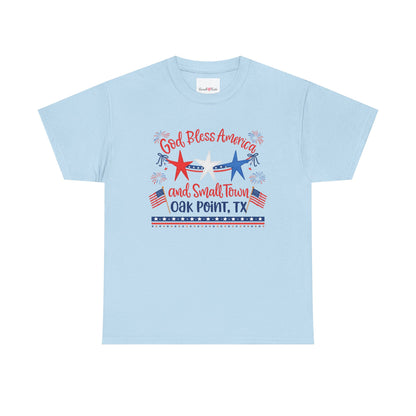 God Bless America and Small Town Oak Point, TX - Adult Shirts Local Residents