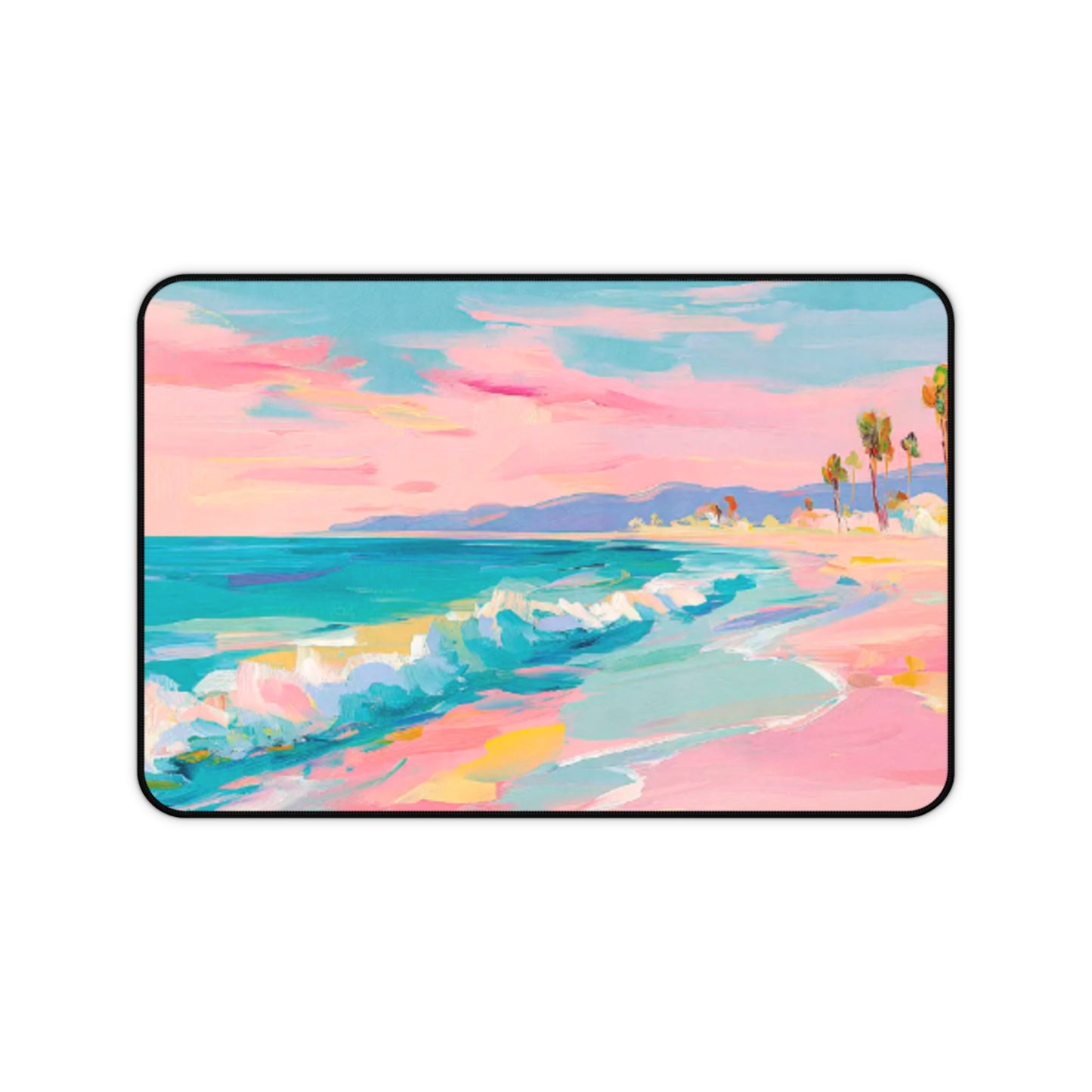 Beach Desk Mat — Pastel Ocean Wave Mouse Pad for Home Office