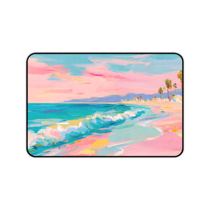 Beach Desk Mat — Pastel Ocean Wave Mouse Pad for Home Office