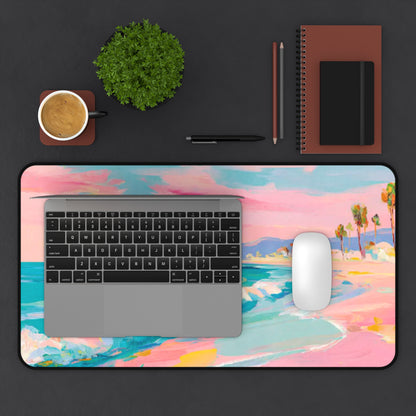 Beach Desk Mat — Pastel Ocean Wave Mouse Pad for Home Office