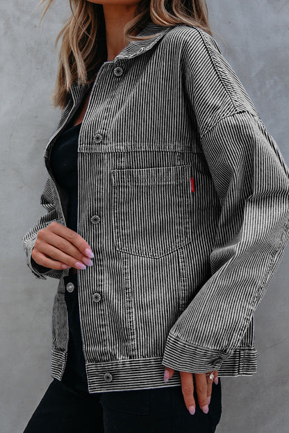 Wild Wind Washed Oversize Pocketed Denim Jacket