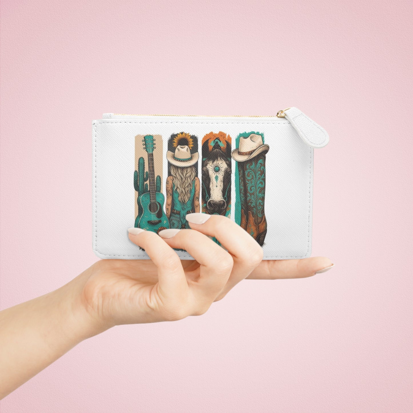 Western Cowgirl Mini Clutch — Rodeo Horse & Cowboy Boots Wristlet