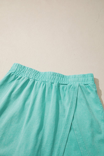 V Neck Tee Matching Skort Set