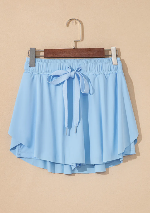 Drawstring High Waist Lined Active Skorts