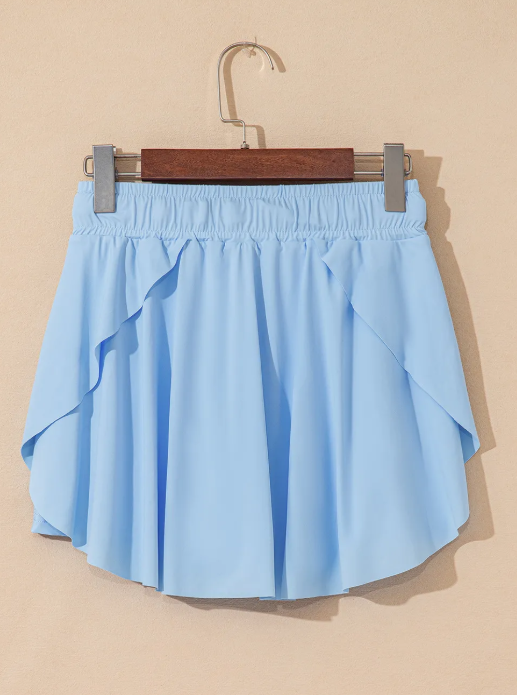Drawstring High Waist Lined Active Skorts