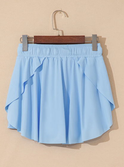 Drawstring High Waist Lined Active Skorts