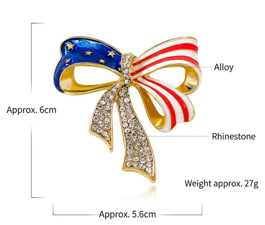 American Flag Bow Brooch