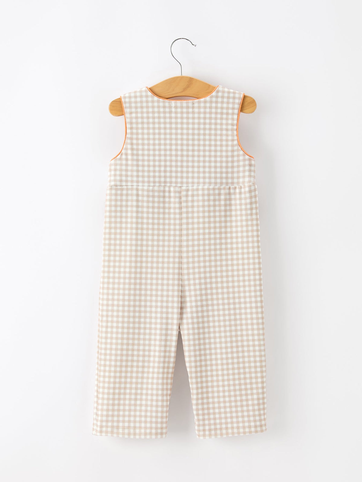 Thanksgiving Boys Gingham Jon Jon Embroidered Romper