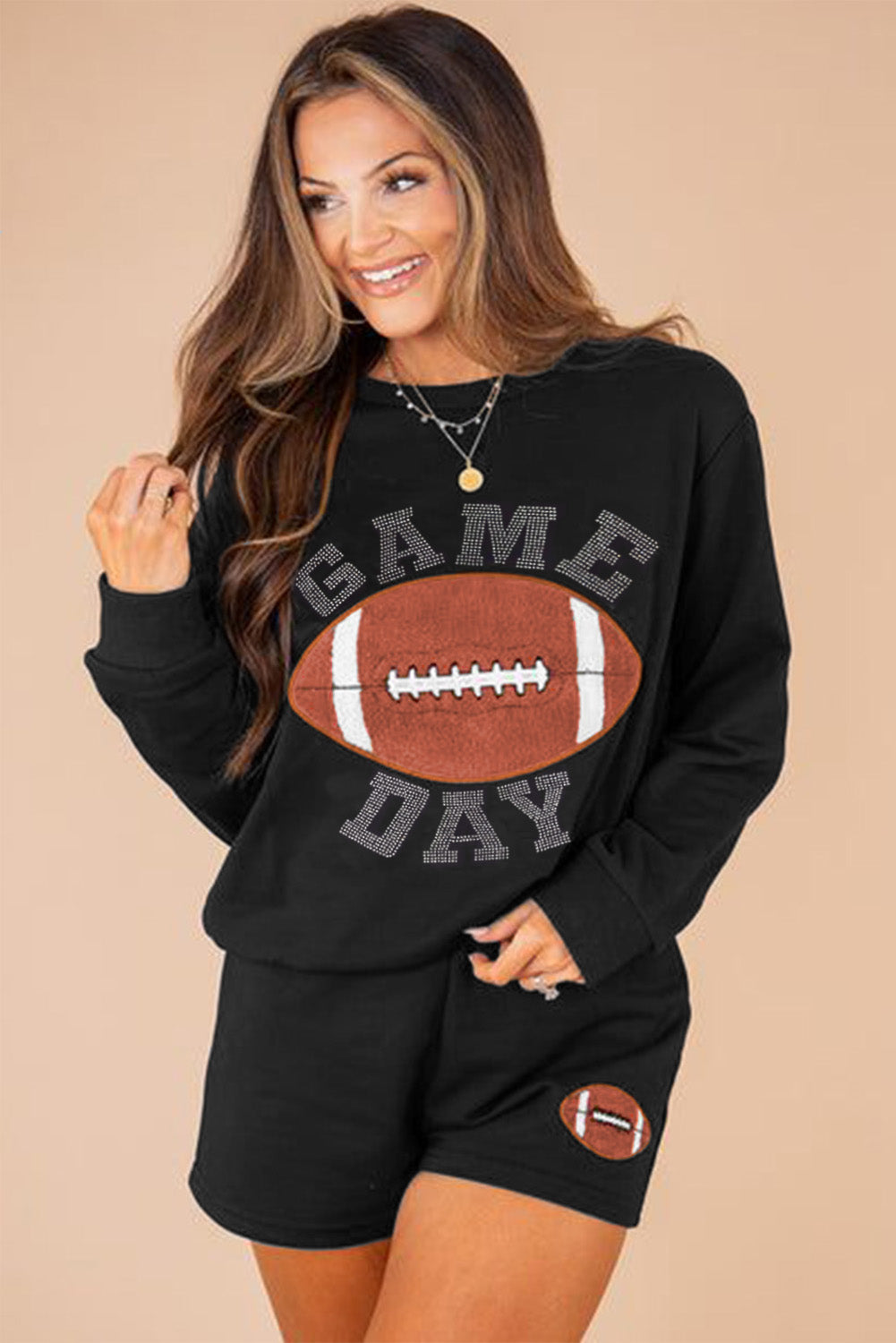 GAME DAY Rugby Football Graphic Pullover and Shorts Casual Outfit