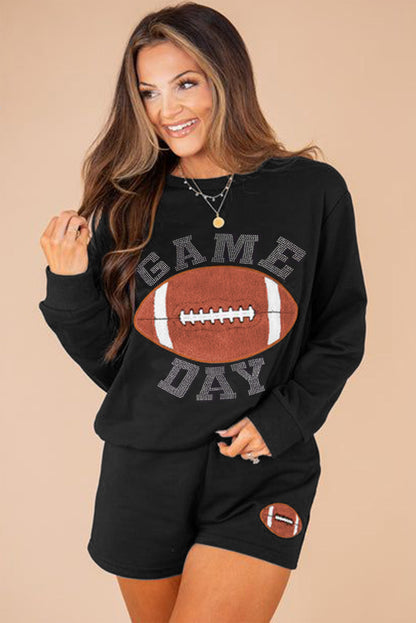 GAME DAY Rugby Football Graphic Pullover and Shorts Casual Outfit