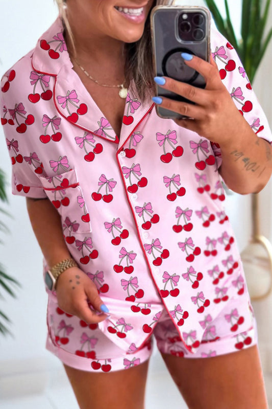 Cherry/Bow Print Short Pajama Set