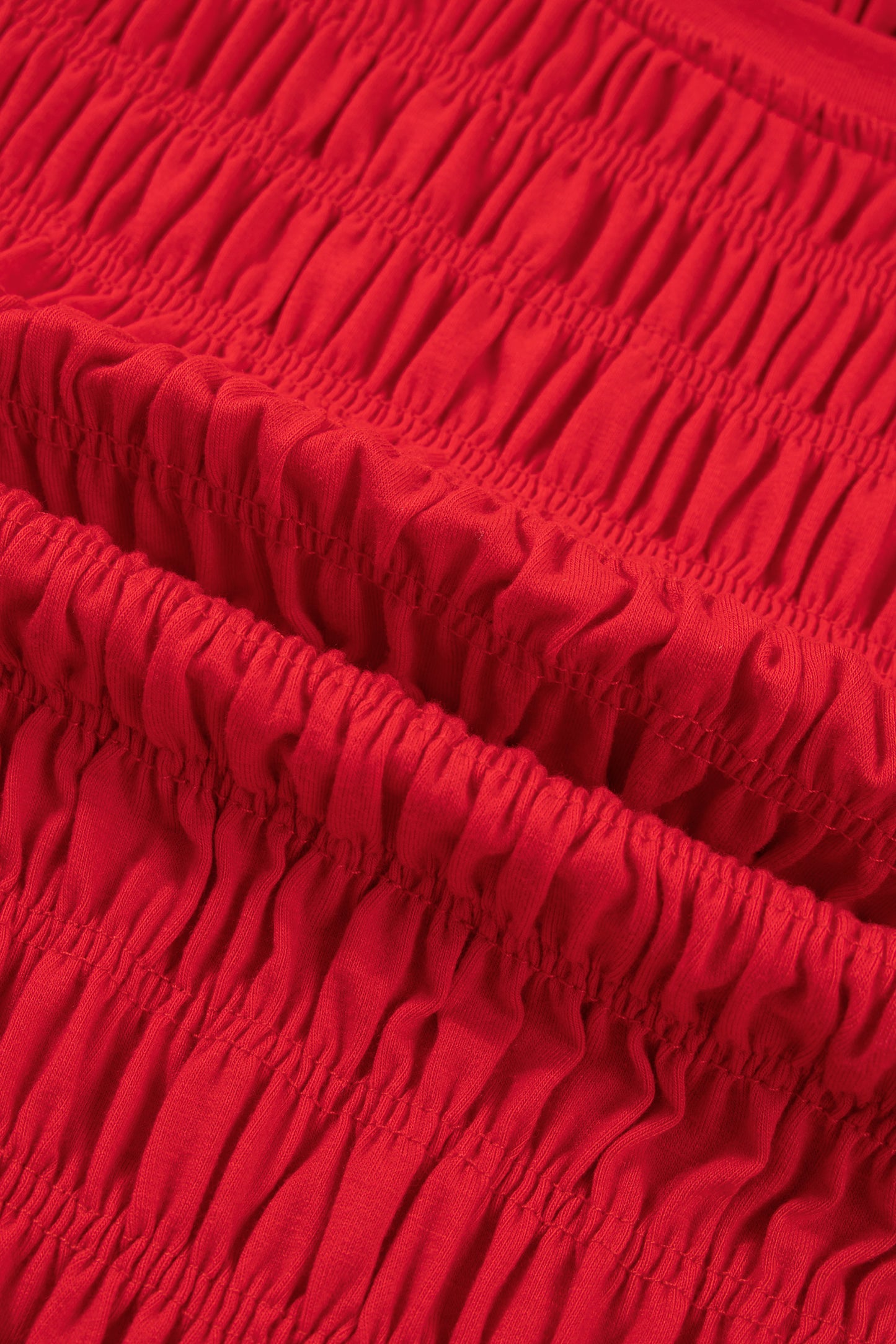 Fiery Red Shirred Slim Fit Ruffle Hem Tank Top