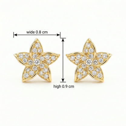 925 Sterling Silver Sparkling Floral Diamond Stud Earrings with Polished Finish