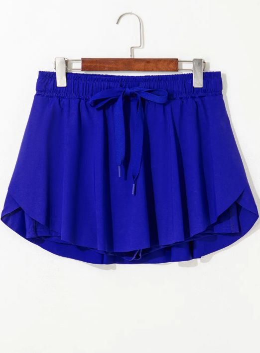 Drawstring High Waist Lined Active Skorts