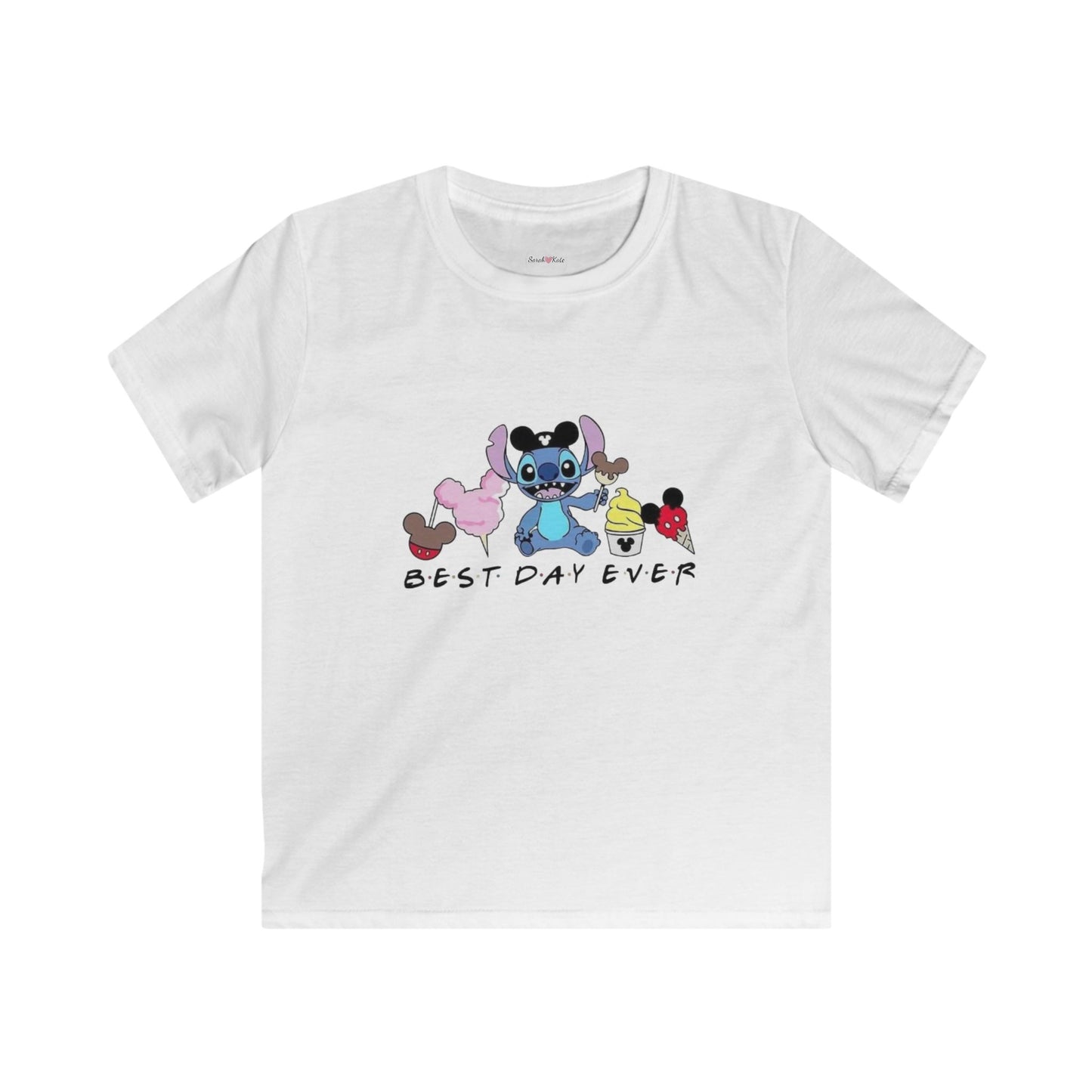 Kids Tee — 'Best Day Ever' Cartoon Stitch & Friends Graphic Shirt