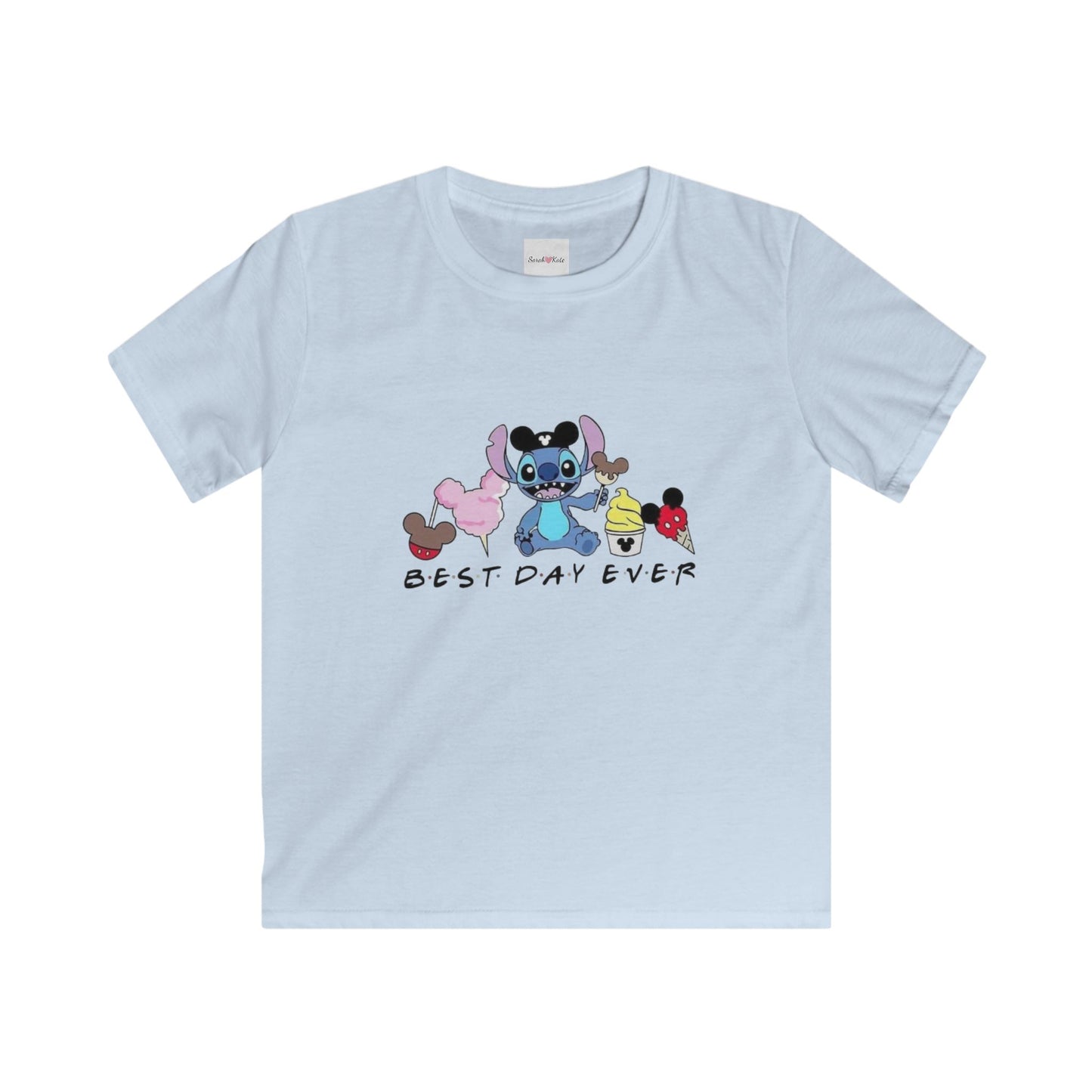 Kids Tee — 'Best Day Ever' Cartoon Stitch & Friends Graphic Shirt