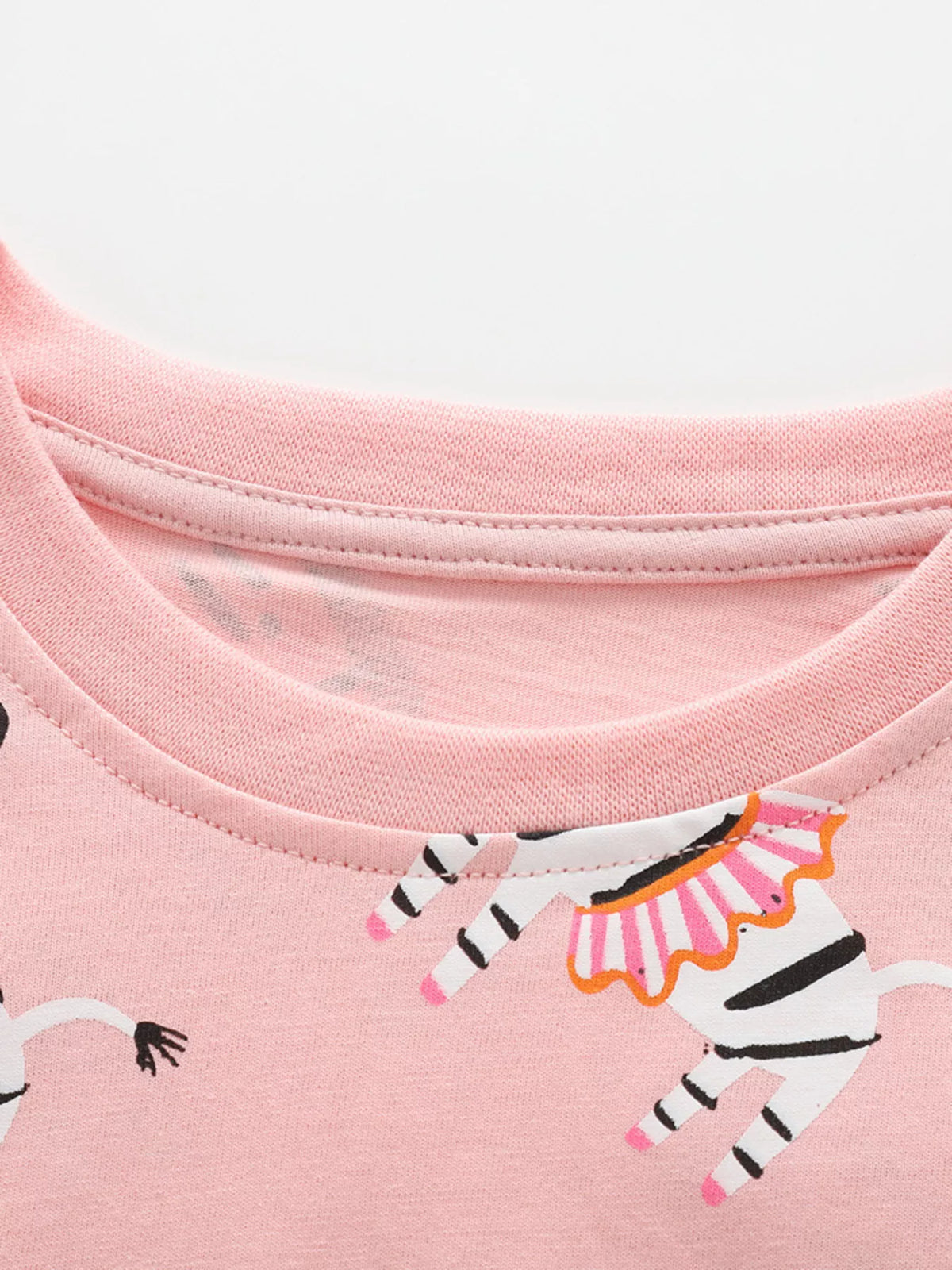 Children's Zebra Print Round Neck Top and Shorts Set