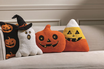 Candy Corn LED Halloween Throw Pillow