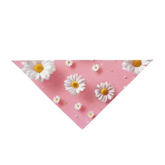 Daisy Pink Pet Bandana — Floral Triangle Scarf for Dogs & Cats