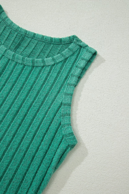 Beau Blue Slim Ribbed Mineral Wash Tank Top