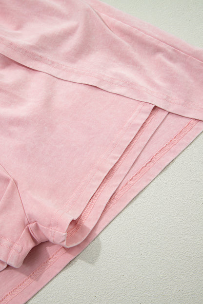 V Neck Tee Matching Skort Set
