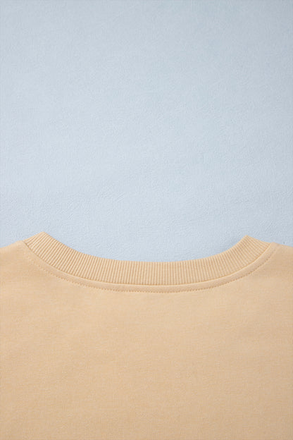 Dirty blue Solid Color Long Sleeve Top Split Skort 2pcs Outfit