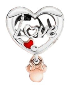 Minnie “Mom” Heart Dangle Charm – Sterling Silver & Rose Gold