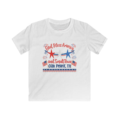 Kids Tee — "God Bless America and Small Town Oak Point, TX" - Local Residents Only