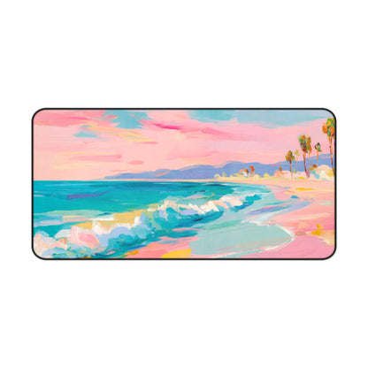 Beach Desk Mat — Pastel Ocean Wave Mouse Pad for Home Office