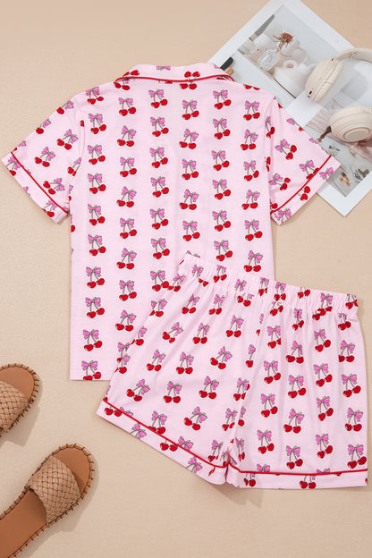 Cherry/Bow Print Short Pajama Set