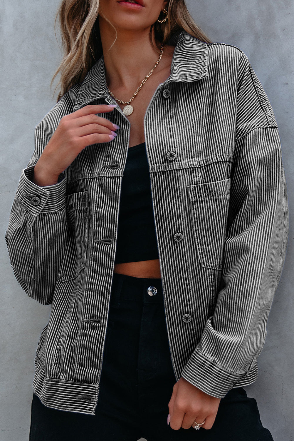 Wild Wind Washed Oversize Pocketed Denim Jacket