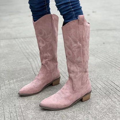 Point Toe Block Heels Boots
