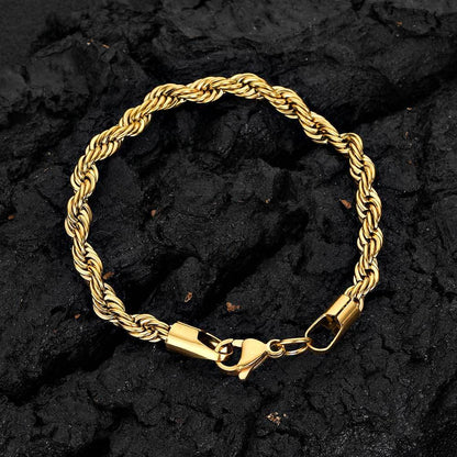 Euro-American Hip-hop Stainless Steel Necklace Twisted Chain Streetwear Titanium Steel Bracelet