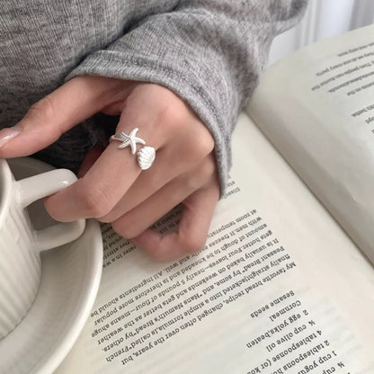 Starfish & Seashell Open Ring