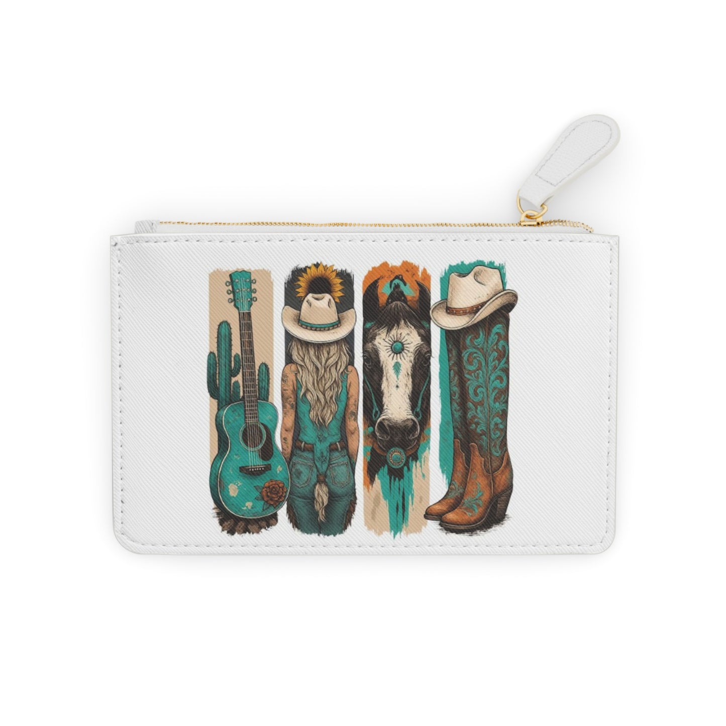 Western Cowgirl Mini Clutch — Rodeo Horse & Cowboy Boots Wristlet