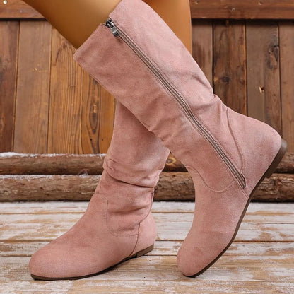 Round Toe Side Zip Boots