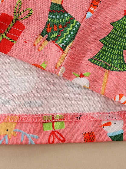 Children's Christmas Print Long Sleeve Dress