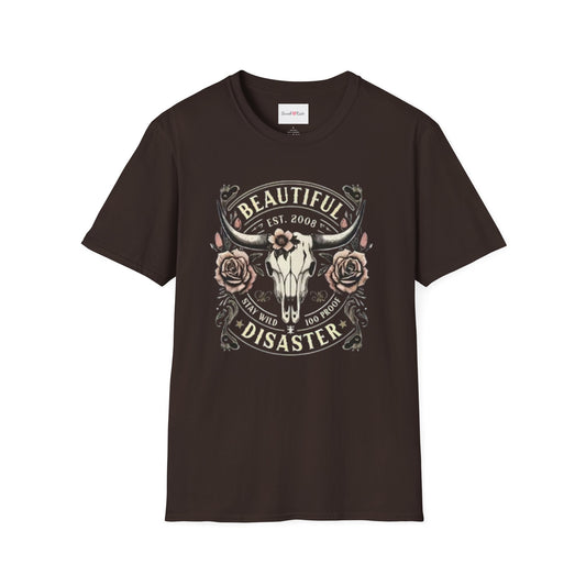 Graphic Tee - "Beautiful Disaster" Skull & Roses Vintage Western T-Shirt