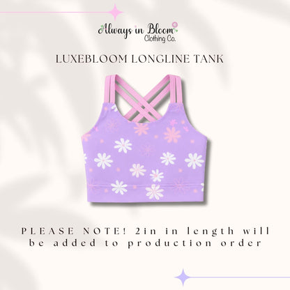 LuxeBloom Longline Tank - Purple Daisies